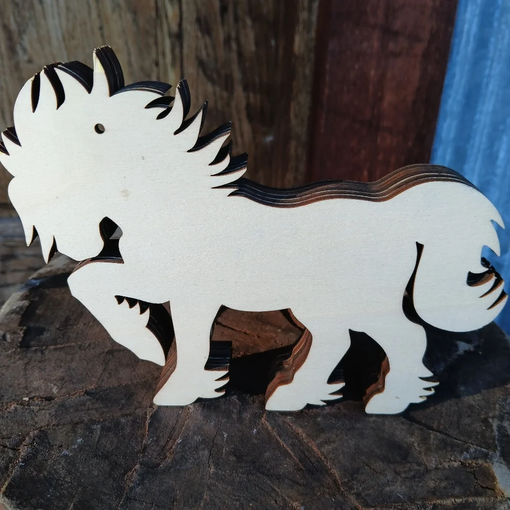 Wooden Horse Lazercut Mulit-layer Sculpture Decor Wall Hanging Scenic Montana